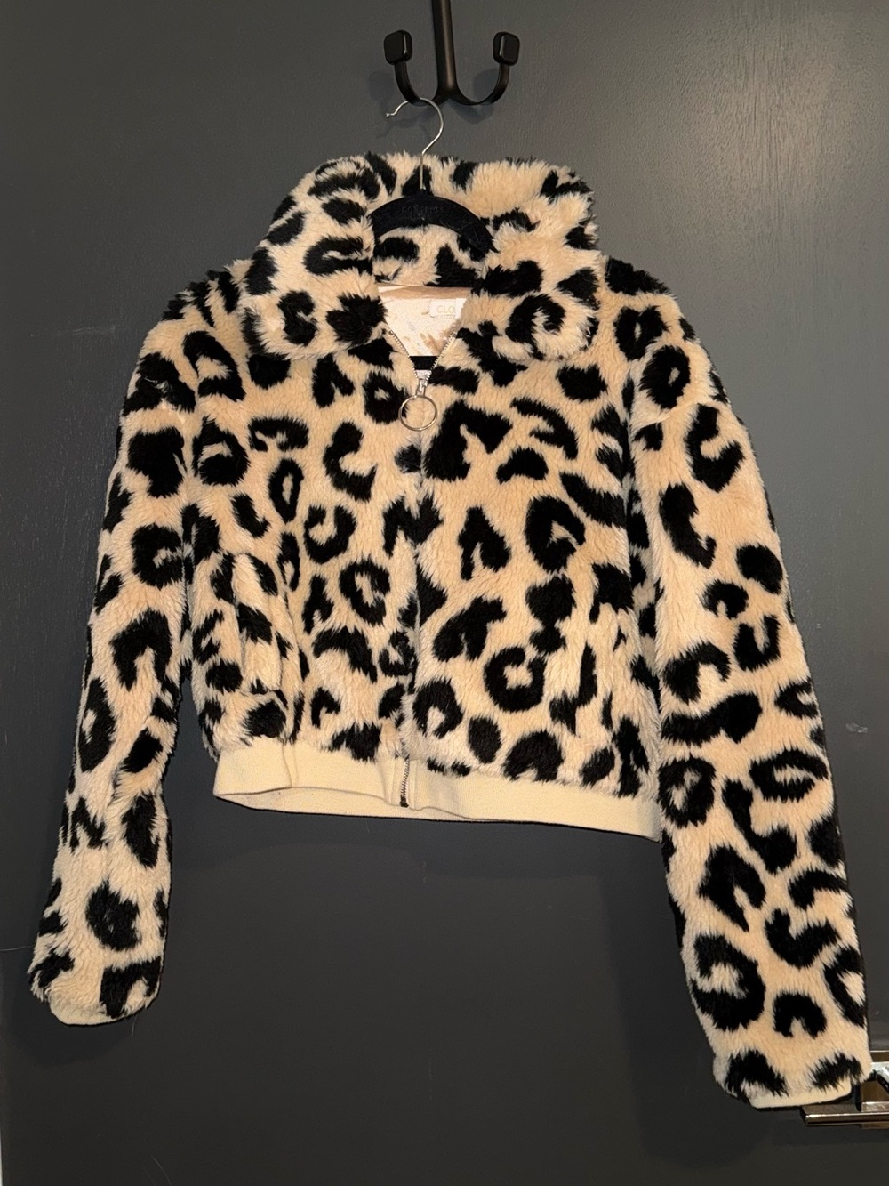 Faux Fur Leopard Bomber Jacket